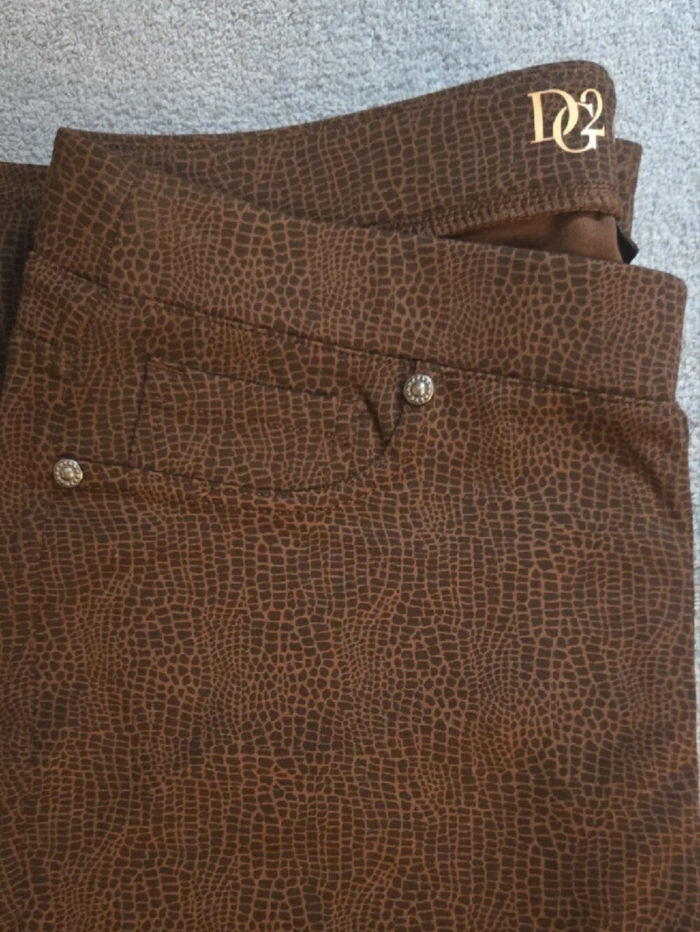 DG2 Animal Print Brown Boot-Cut Pull-On Pants